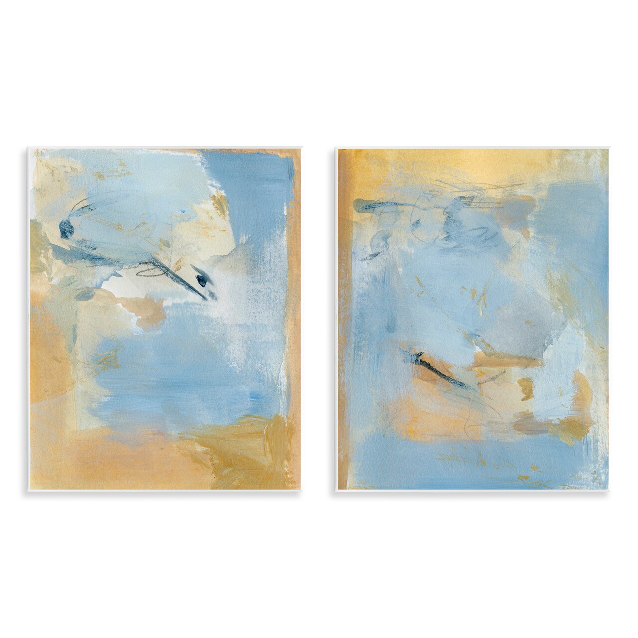 Stupell Industries Light Blue Pastel Gold 2 pc Wall Plaque Art Set Design by Victoria Barnes